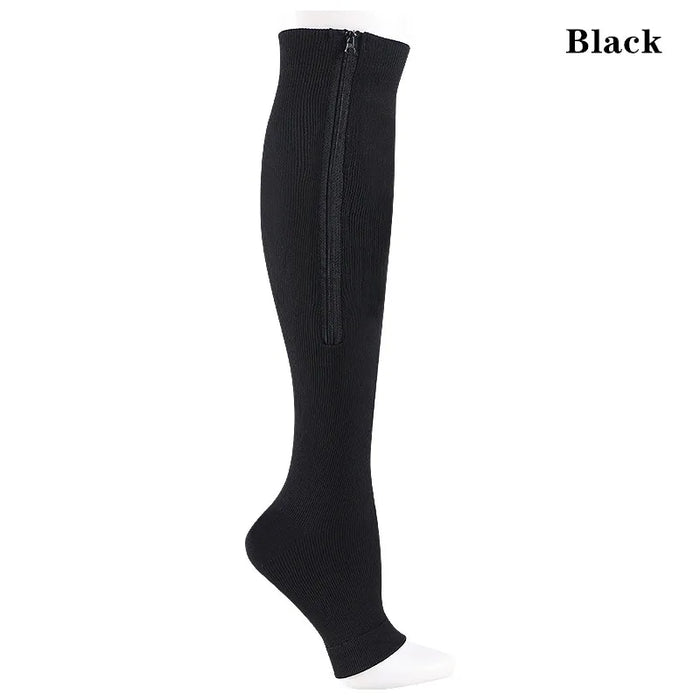 Zipped Open Toe Compression Socks