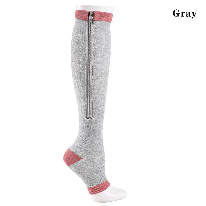 Zipped Open Toe Compression Socks