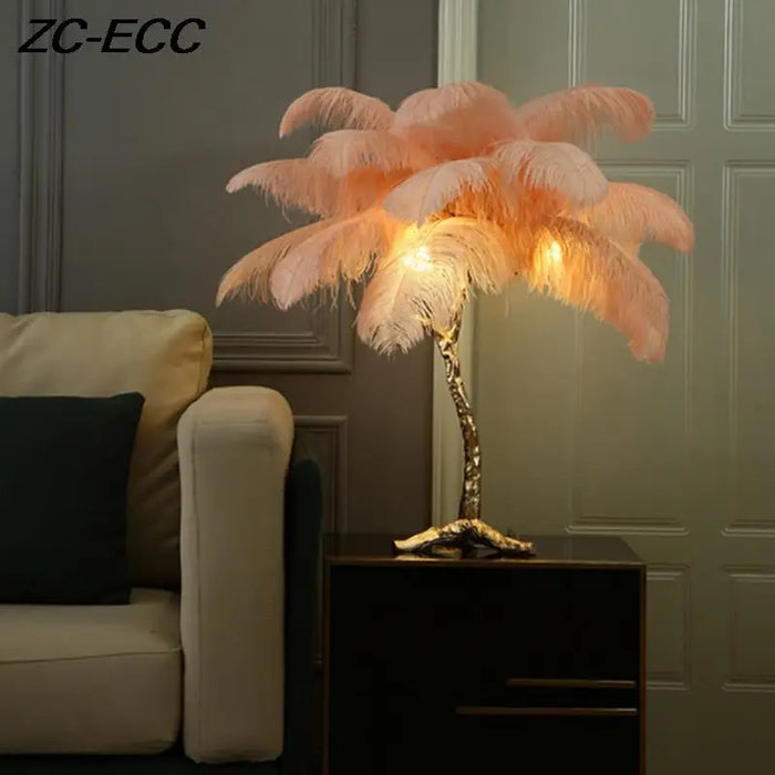 Modern Luxury Ostrich Feather LED Floor Lamp