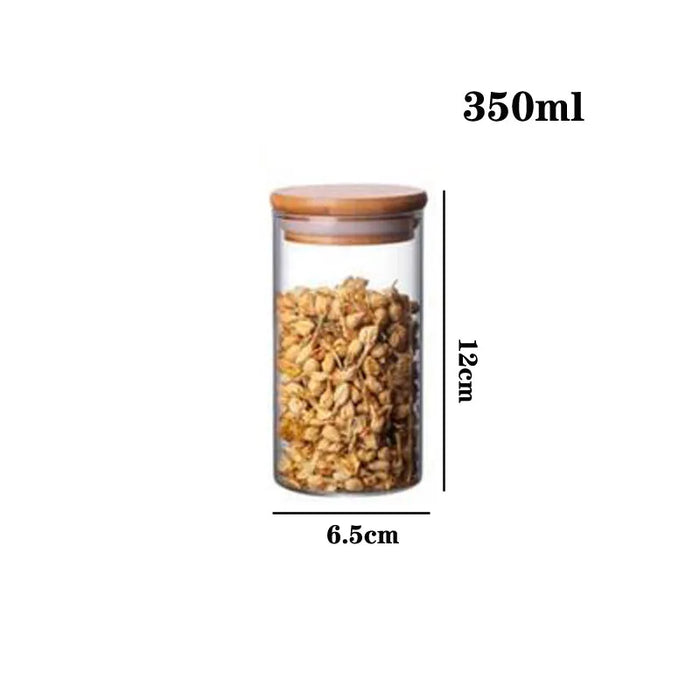 Bamboo Covered High Food Sealed Glass Container