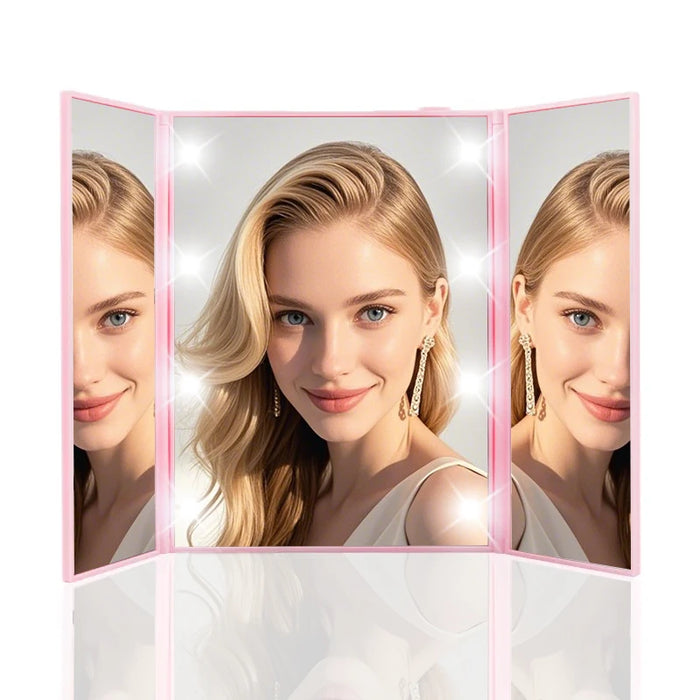 Foldable Triple-Panel LED Make Up Mirror