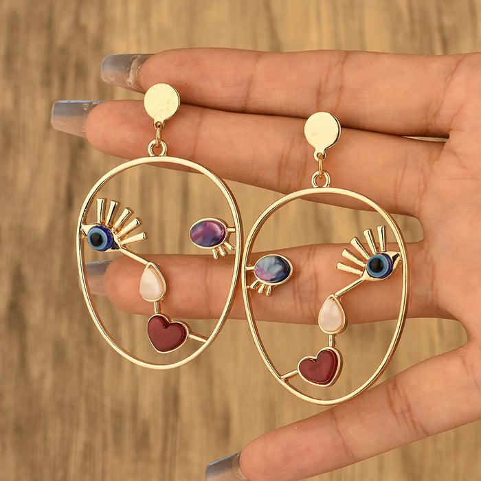 Abstract Face Pendant Earrings